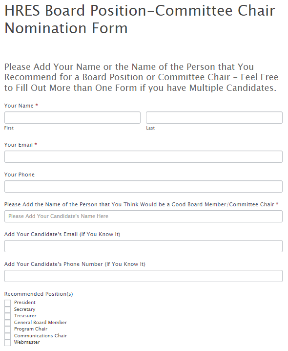 HRES Board Nomination Form Image